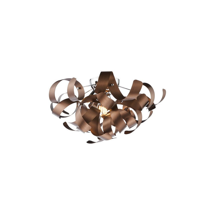 Dar SWA0450-06 Swash 4 Light Flush Polished Chrome With Copper Ribbons