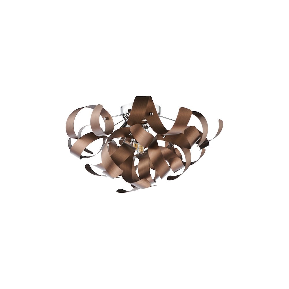 Dar SWA0450-06 Swash 4 Light Flush Polished Chrome With Copper Ribbons