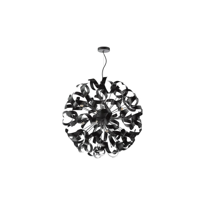 Dar SWA1222-03 Swash 12 Light Pendant Black With Black Ribbons