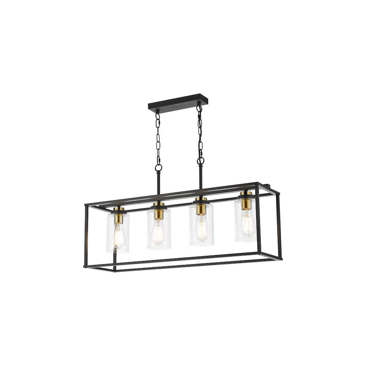 Dar ABE8454 Abel 4 Light Bar Pendant Satin Black and Glass