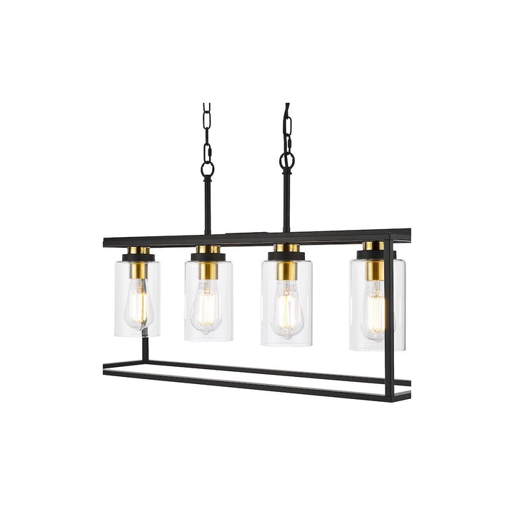 Dar ABE8454 Abel 4 Light Bar Pendant Satin Black and Glass