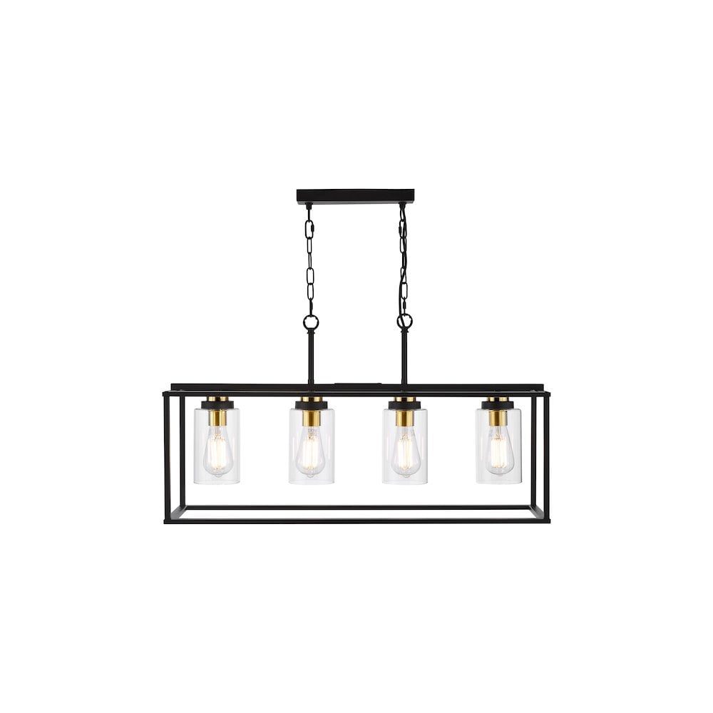 Dar ABE8454 Abel 4 Light Bar Pendant Satin Black and Glass