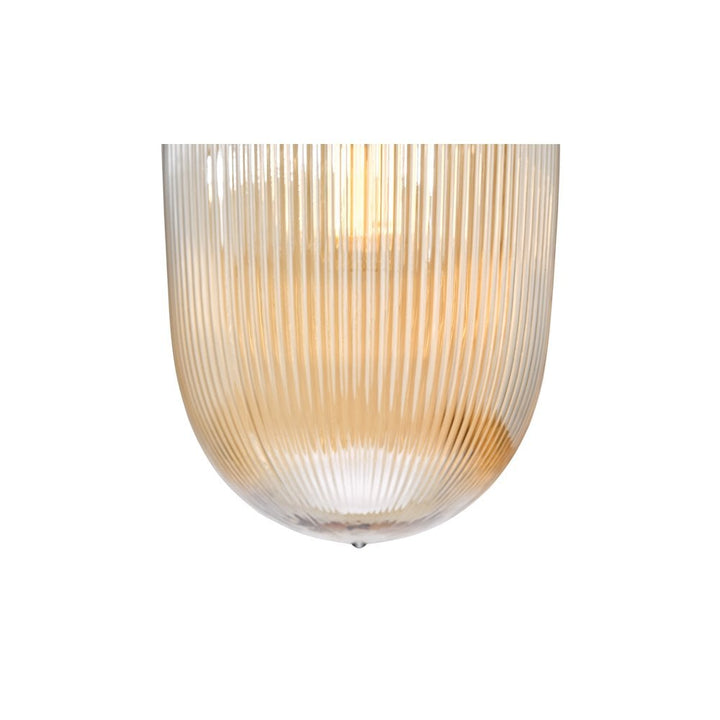 Dar ABR0106 Abrielle Pendant Brushed Bronze and Amber Ribbed Glass