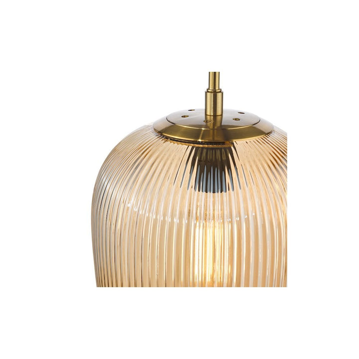 Dar ABR0106 Abrielle Pendant Brushed Bronze and Amber Ribbed Glass