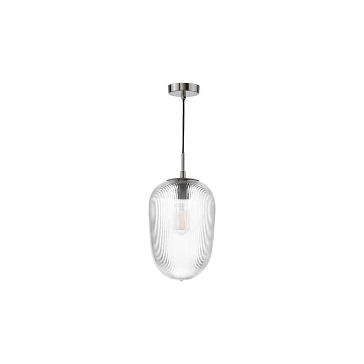 Dar ABR0108 Abrielle Pendant Polished Nickel and Ribbed Glass