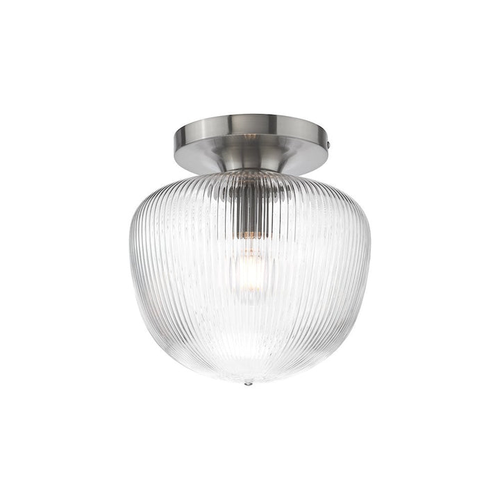 Dar ABR5208 Abrielle Flush Polished Nickel and Ribbed Glass