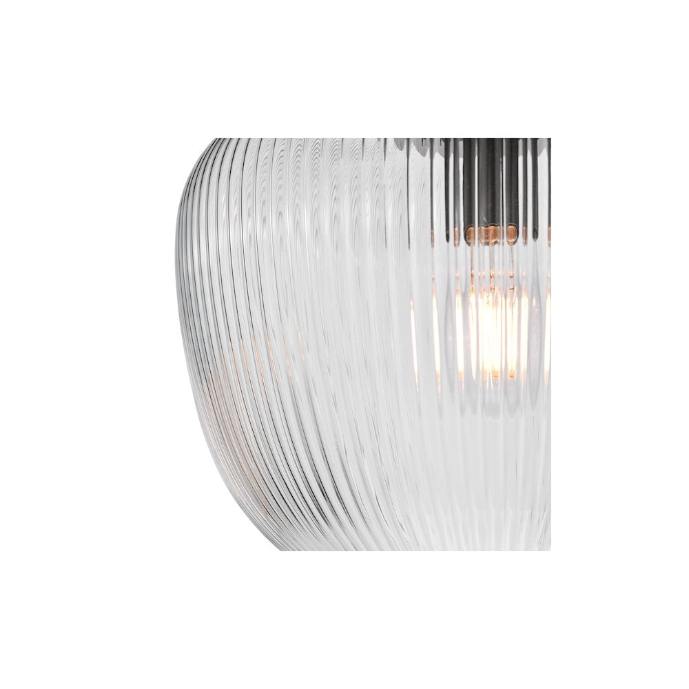 Dar ABR5208 Abrielle Flush Polished Nickel and Ribbed Glass