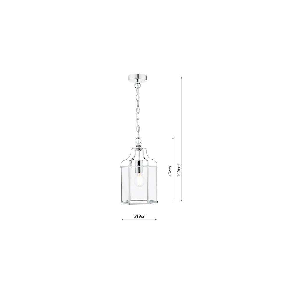 Dar ALE8650 Aled Pendant Polished Chrome and Glass