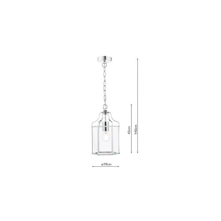 Dar ALE8650 Aled Pendant Polished Chrome and Glass