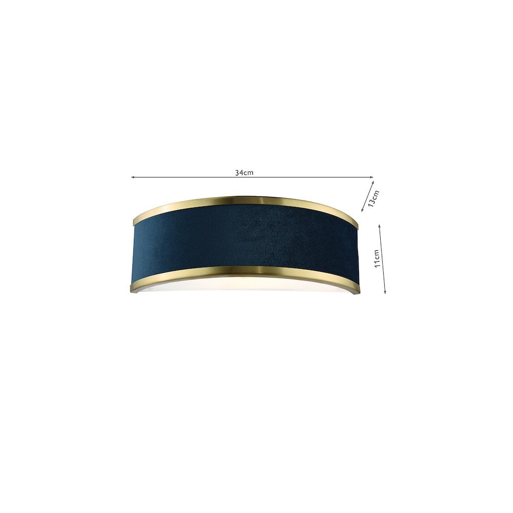 Dar ALV0723 Alvaro Wall Light Brushed Brass With Blue Shade