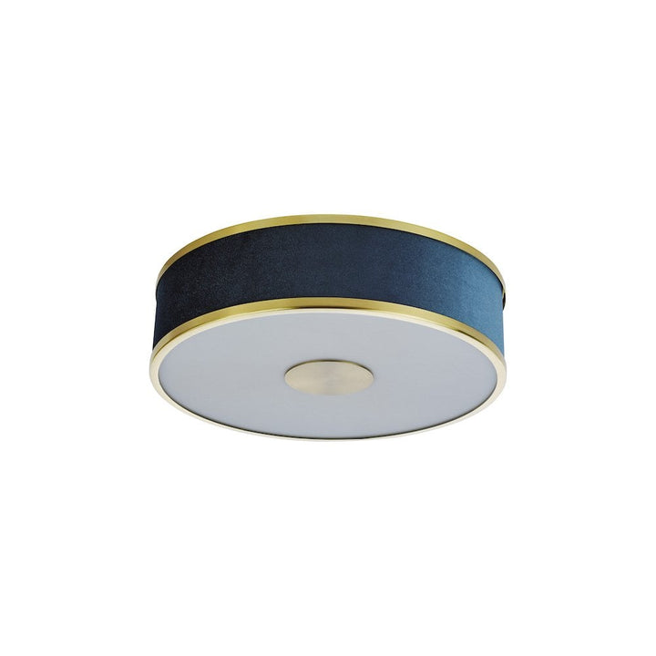 Dar ALV5223 Alvaro 3 Light Flush Brushed Brass With Blue shade