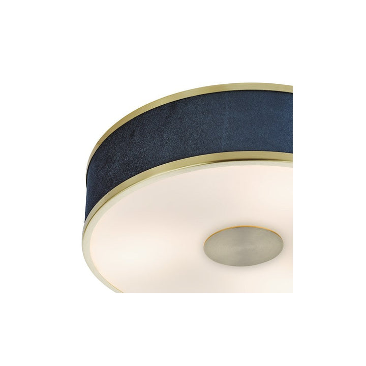 Dar ALV5223 Alvaro 3 Light Flush Brushed Brass With Blue shade