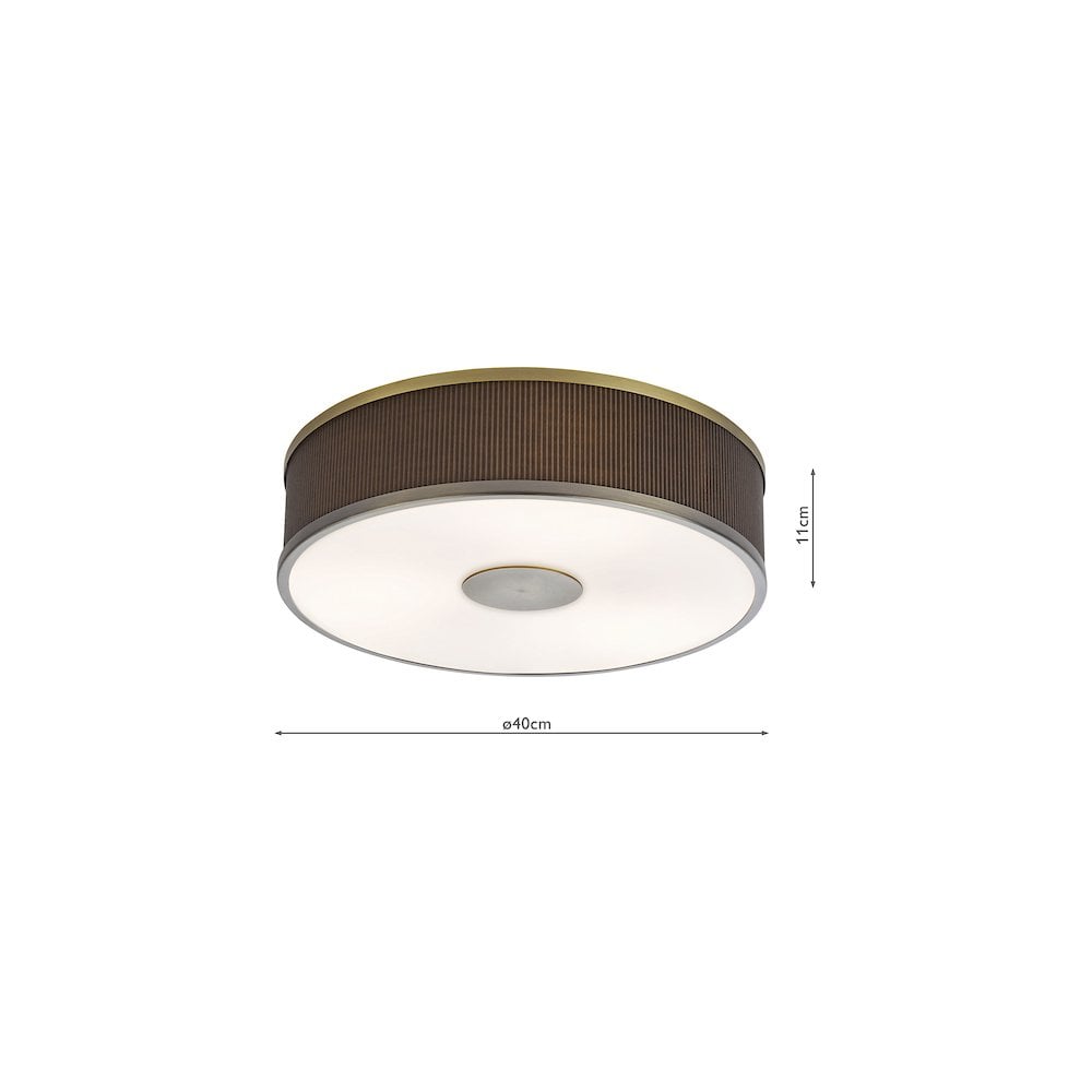 Dar ALV5239 Alvaro 3 Light Flush Antique Bronze With Brown Shade