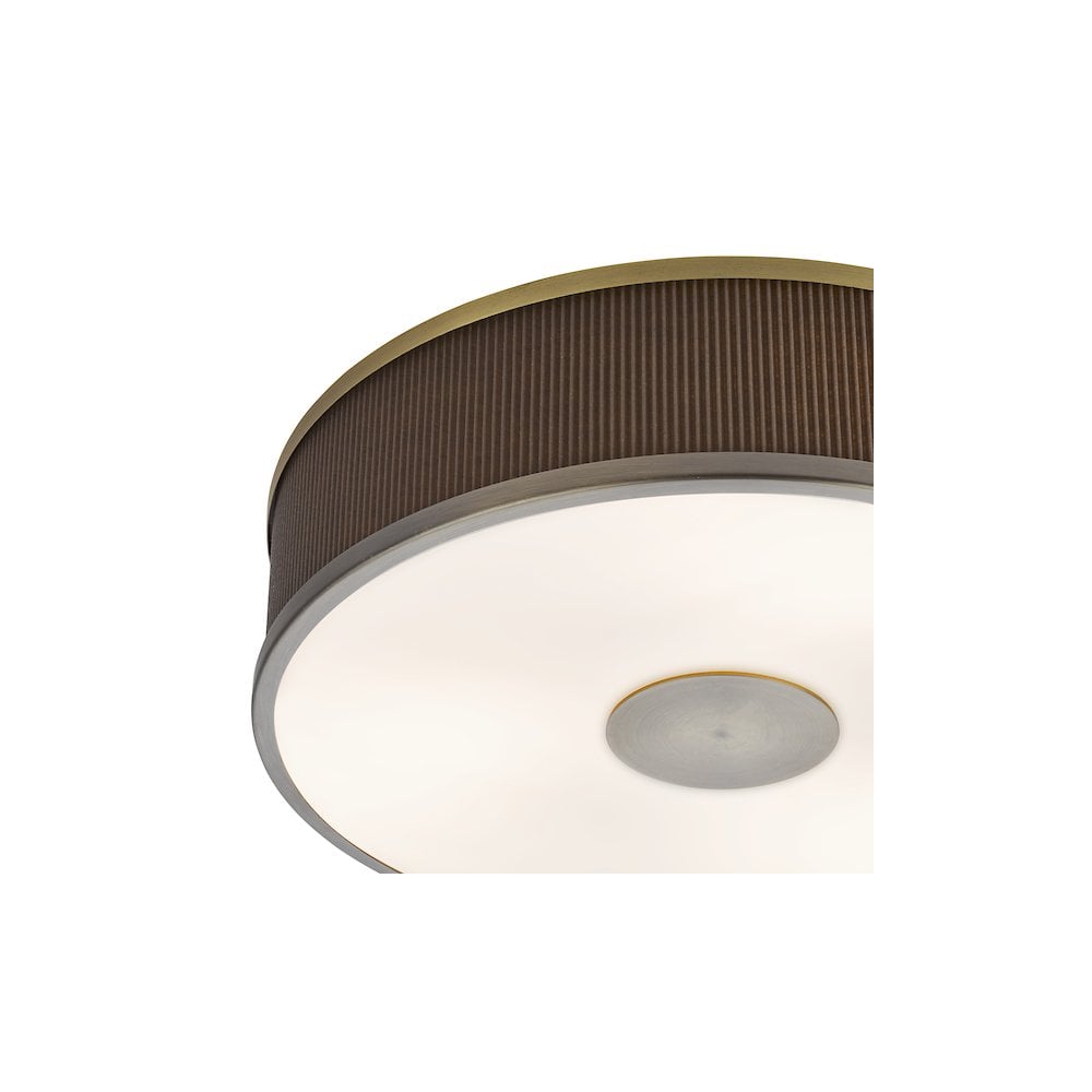 Dar ALV5239 Alvaro 3 Light Flush Antique Bronze With Brown Shade