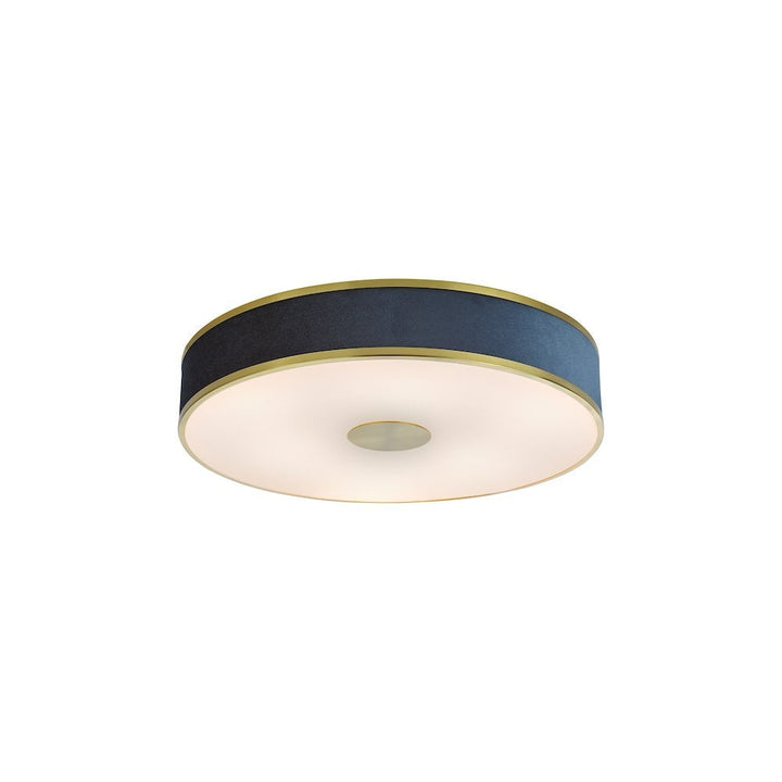 Dar ALV6423 Alvaro 6 Light Flush Brushed Brass With Blue shade