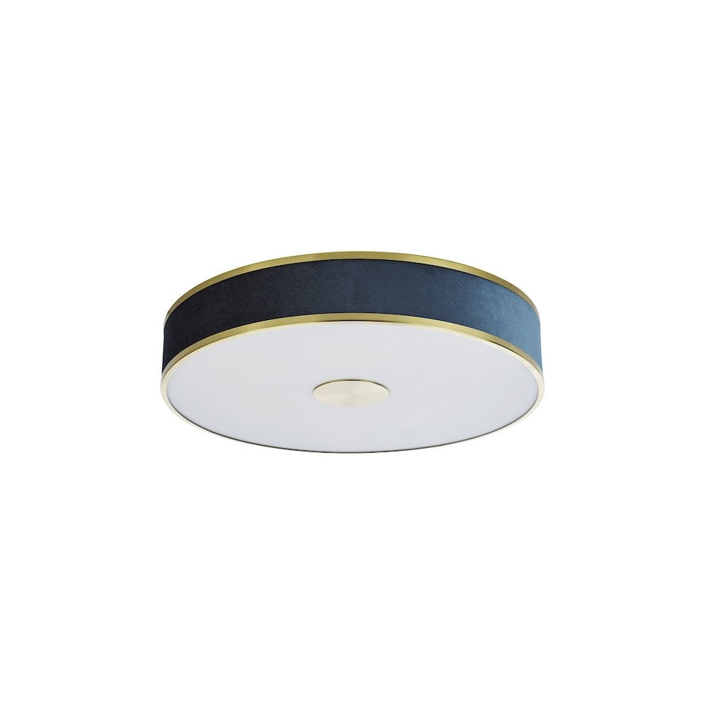 Dar ALV6423 Alvaro 6 Light Flush Brushed Brass With Blue shade