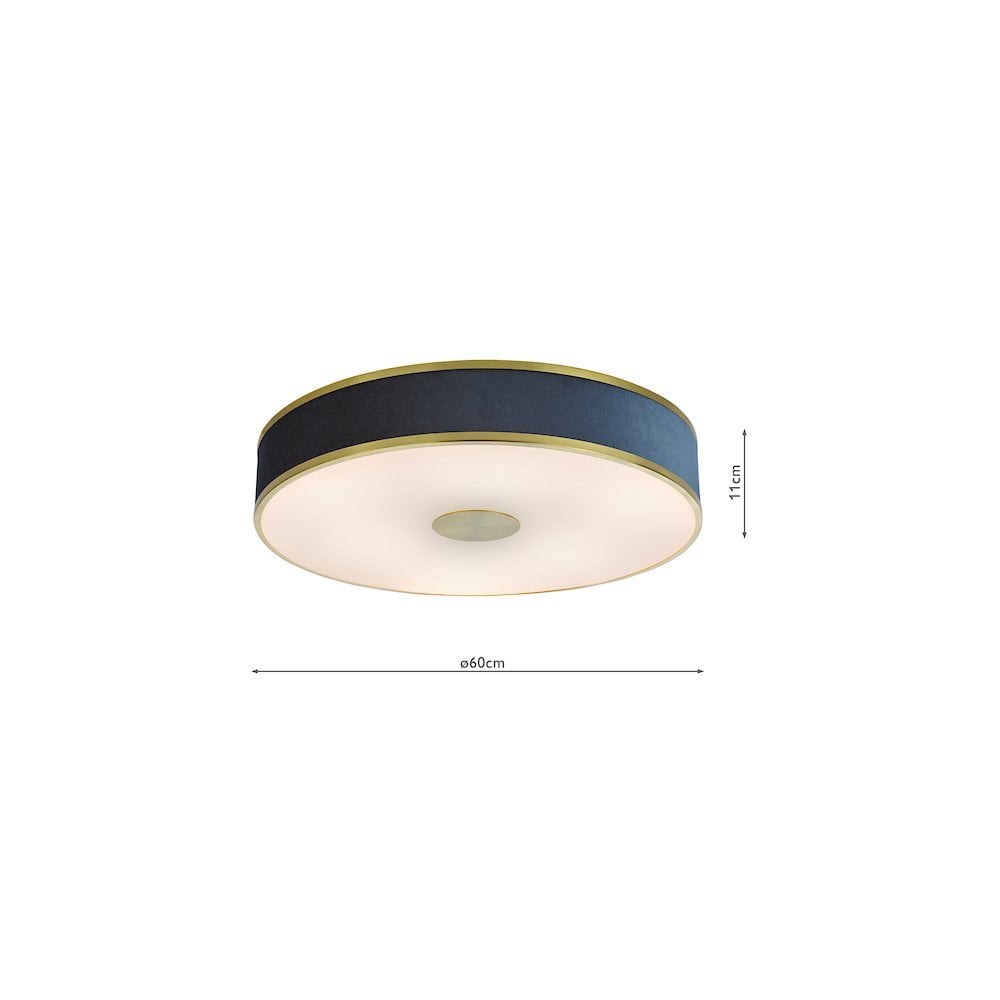 Dar ALV6423 Alvaro 6 Light Flush Brushed Brass With Blue shade