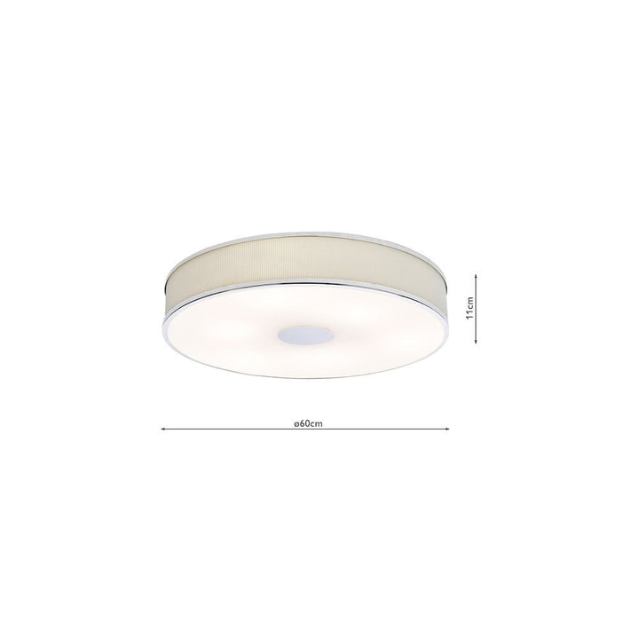 Dar ALV6433 Alvaro 6 Light Flush Polished Chrome With Ivory shade