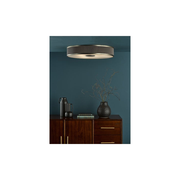 Dar ALV6439 Alvaro 6 Light Flush Antique Bronze With Brown Shade