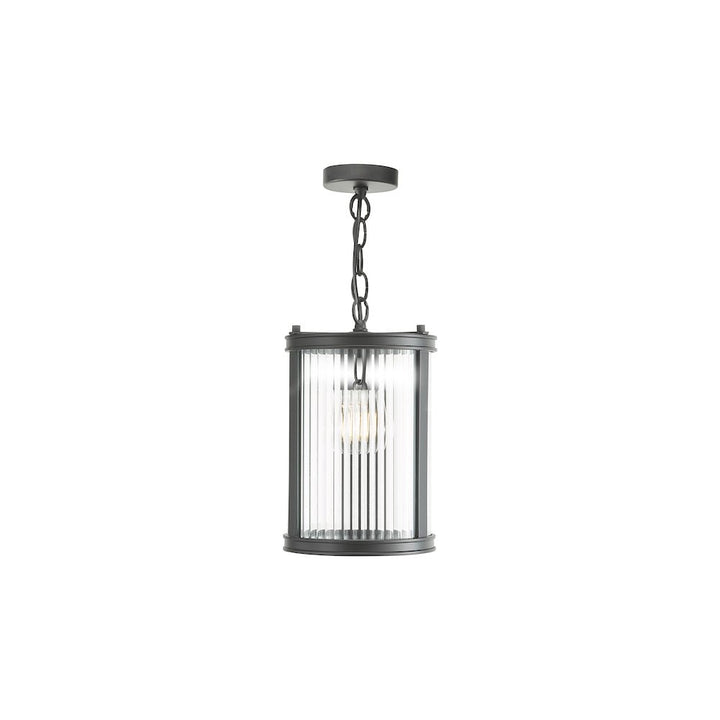 Dar BIA0122 Bianka Pendant Matt Black and Ribbed Glass