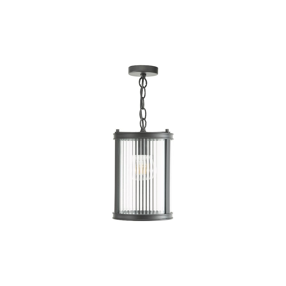 Dar BIA0122 Bianka Pendant Matt Black and Ribbed Glass