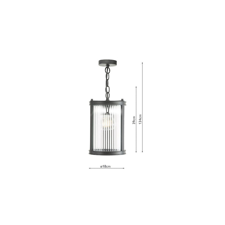 Dar BIA0122 Bianka Pendant Matt Black and Ribbed Glass