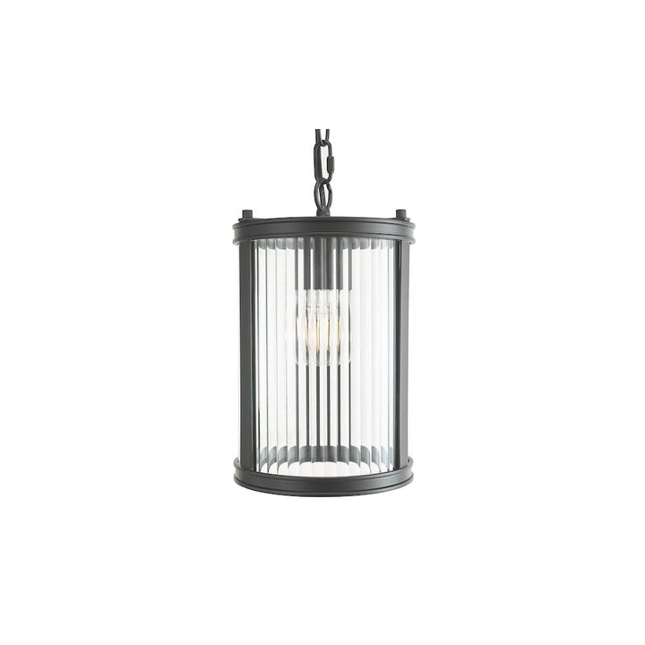 Dar BIA0122 Bianka Pendant Matt Black and Ribbed Glass