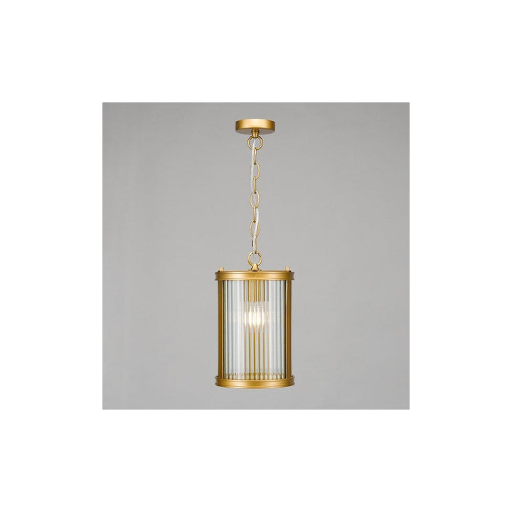 Dar BIA0163 Bianka Pendant Bronze and Ribbed Glass