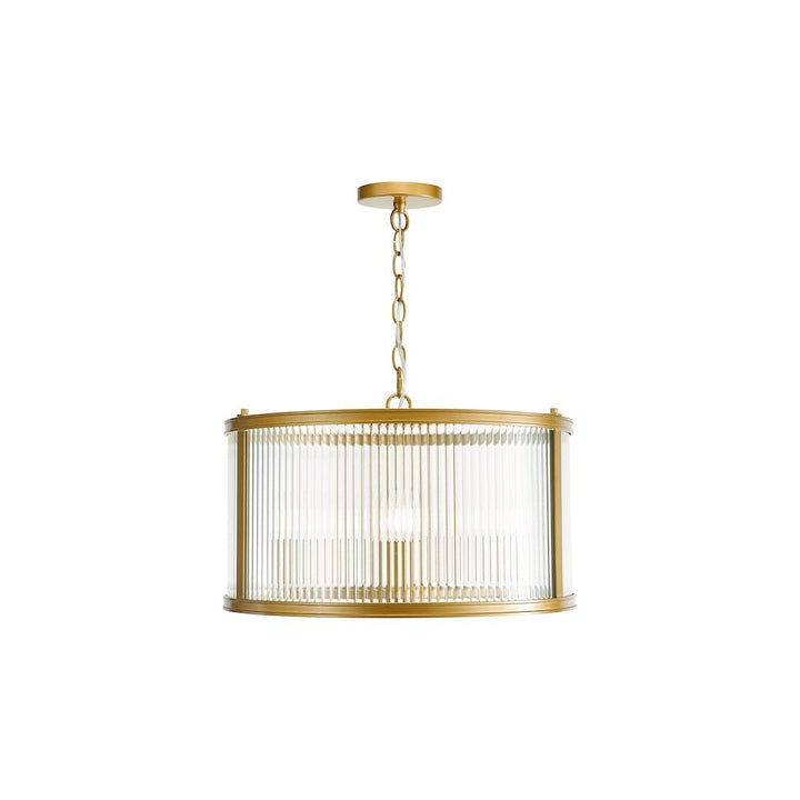 Dar BIA0363 Bianka 3 Light Pendant Bronze and Ribbed Glass (S)