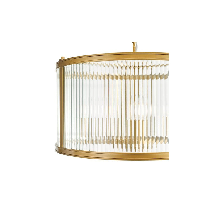 Dar BIA0363 Bianka 3 Light Pendant Bronze and Ribbed Glass