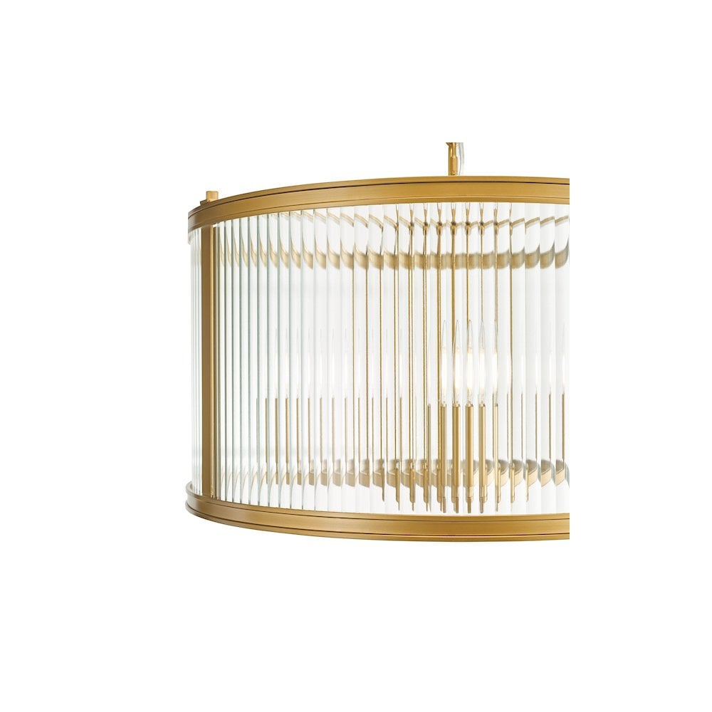 Dar BIA0363 Bianka 3 Light Pendant Bronze and Ribbed Glass (S)