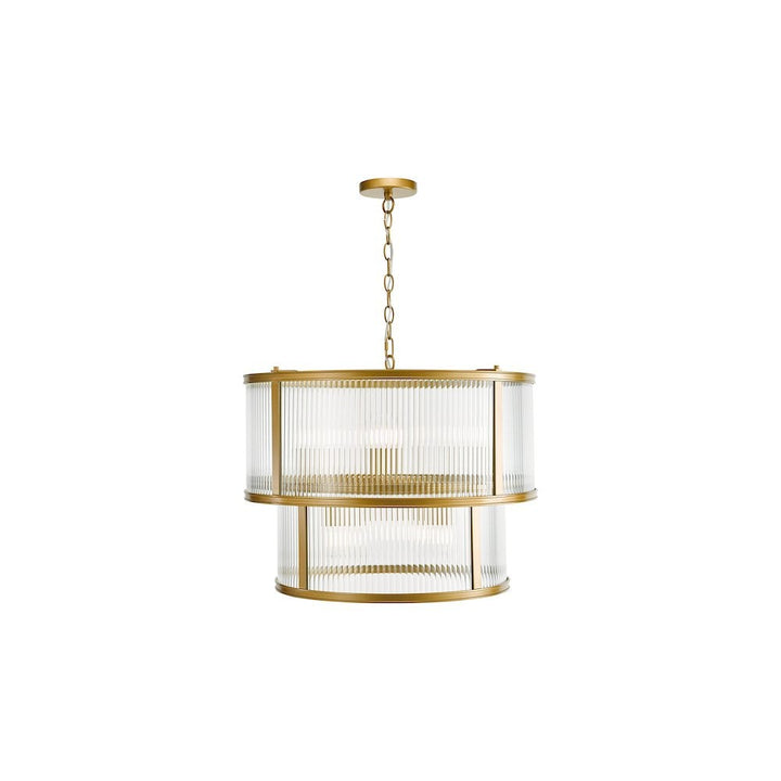 Dar BIA0663 Bianka 6 Light Pendant Bronze and Ribbed Glass