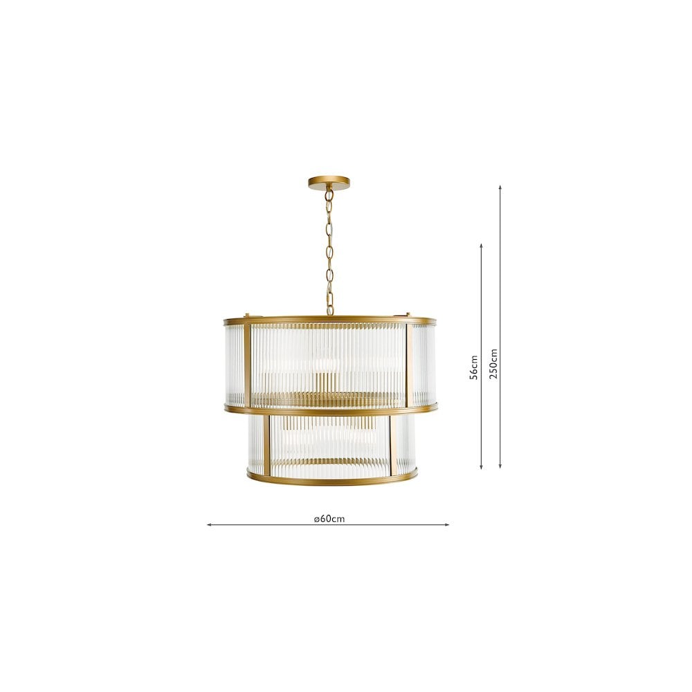 Dar BIA0663 Bianka 6 Light Pendant Bronze and Ribbed Glass