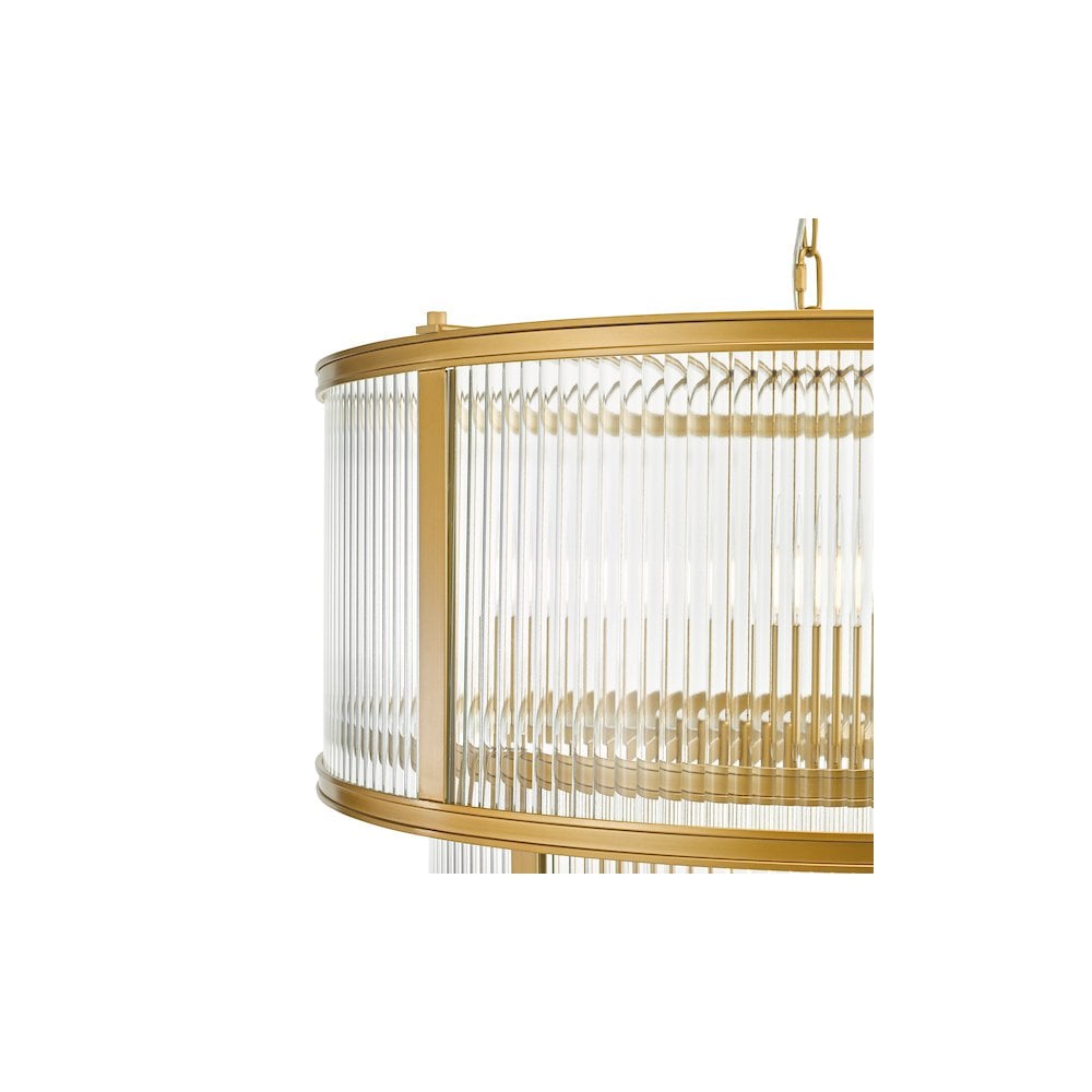 Dar BIA0663 Bianka 6 Light Pendant Bronze and Ribbed Glass