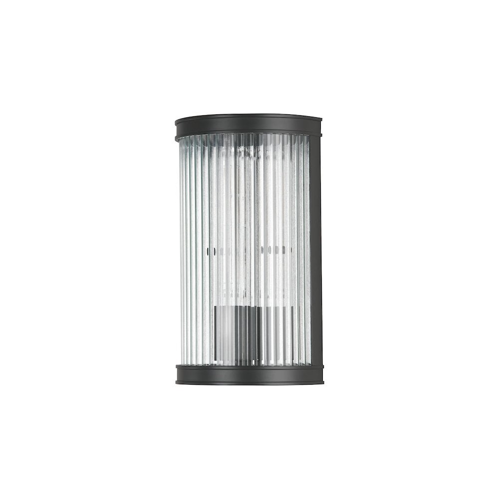 Dar BIA0722 Bianka Wall Light Matt Black and Ribbed Glass