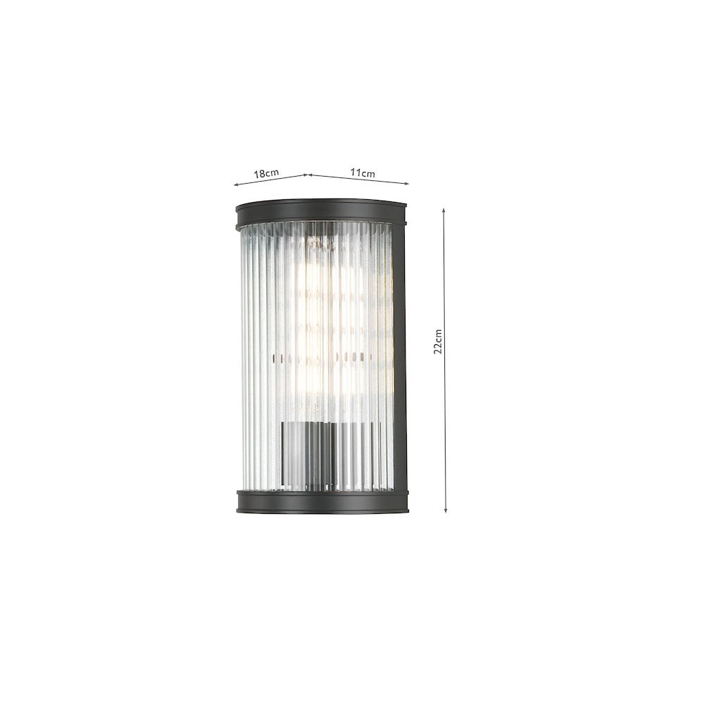 Dar BIA0722 Bianka Wall Light Matt Black and Ribbed Glass