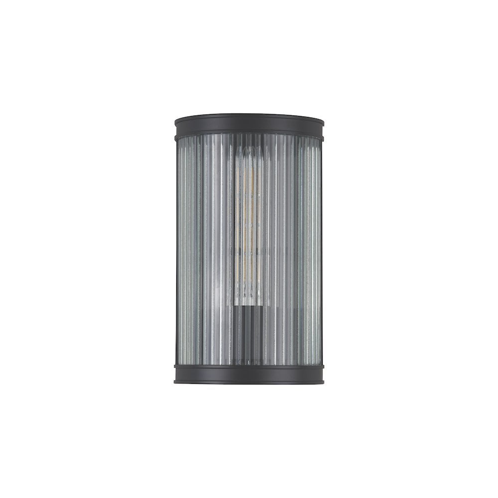 Dar BIA0722 Bianka Wall Light Matt Black and Ribbed Glass