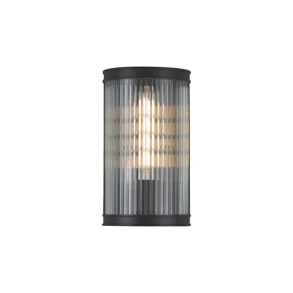 Dar BIA0722 Bianka Wall Light Matt Black and Ribbed Glass