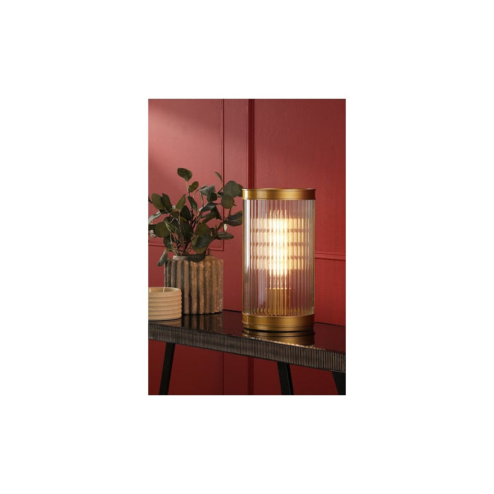 Dar BIA4263 Bianka Table Lamp Bronze and Ribbed Glass