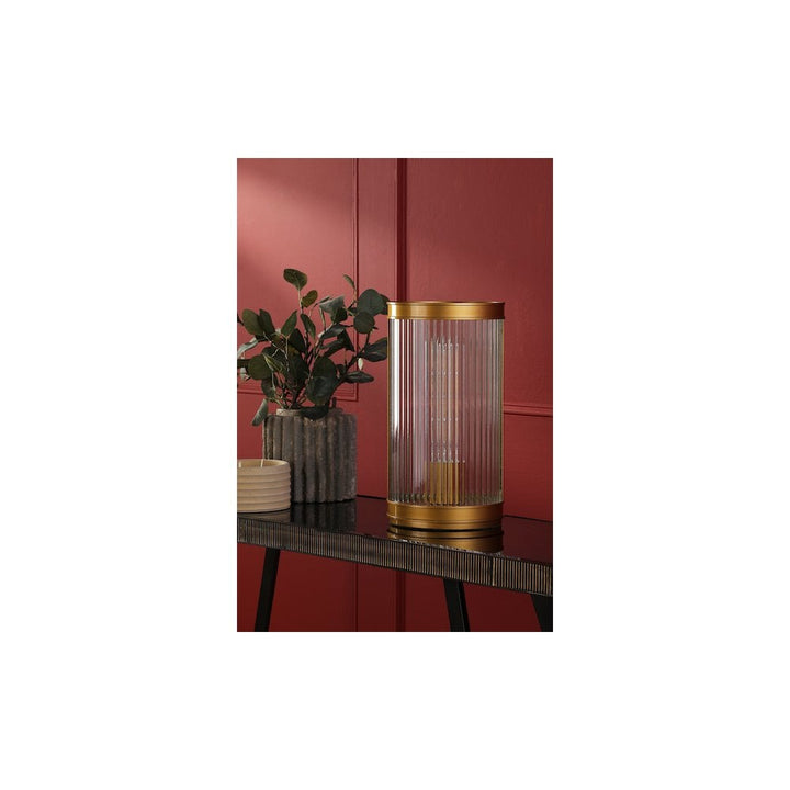 Dar BIA4263 Bianka Table Lamp Bronze and Ribbed Glass (S)