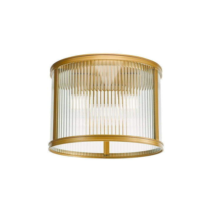 Dar BIA5363 Bianka 3 Light Flush Bronze and Ribbed Glass