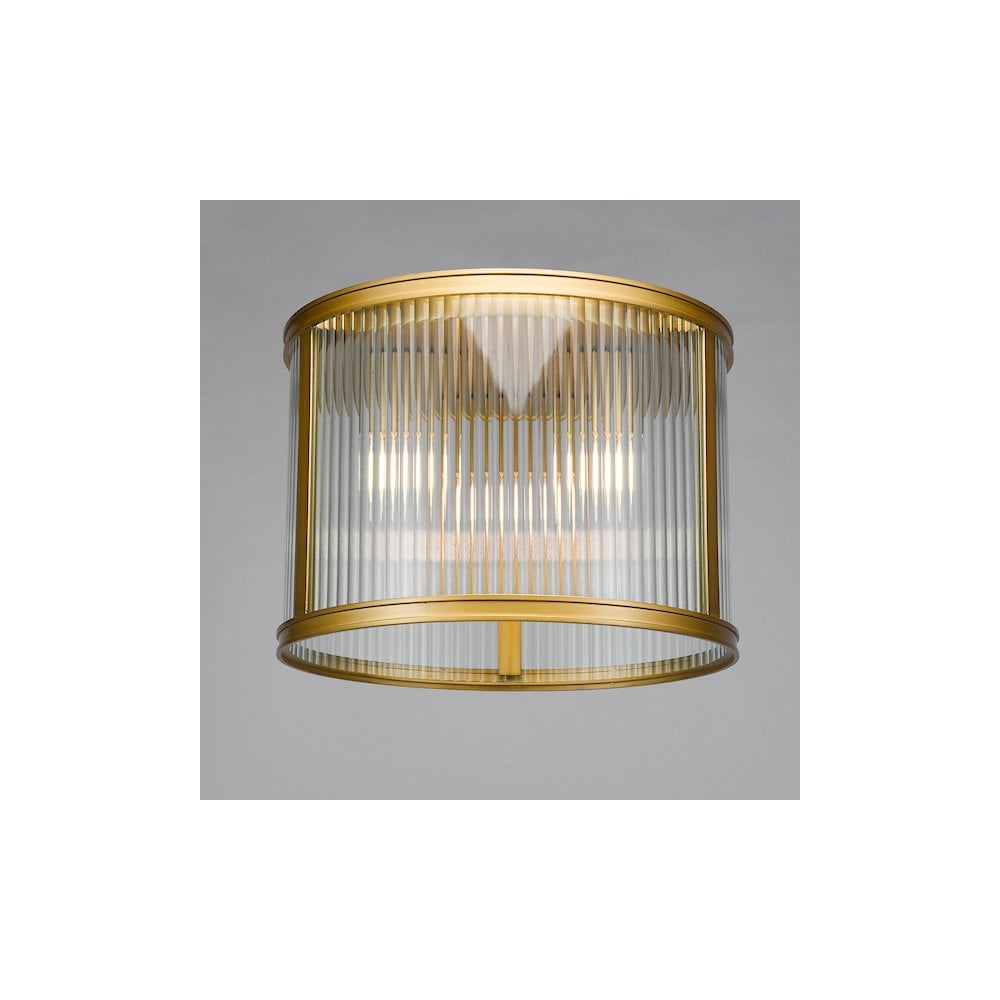 Dar BIA5363 Bianka 3 Light Flush Bronze and Ribbed Glass