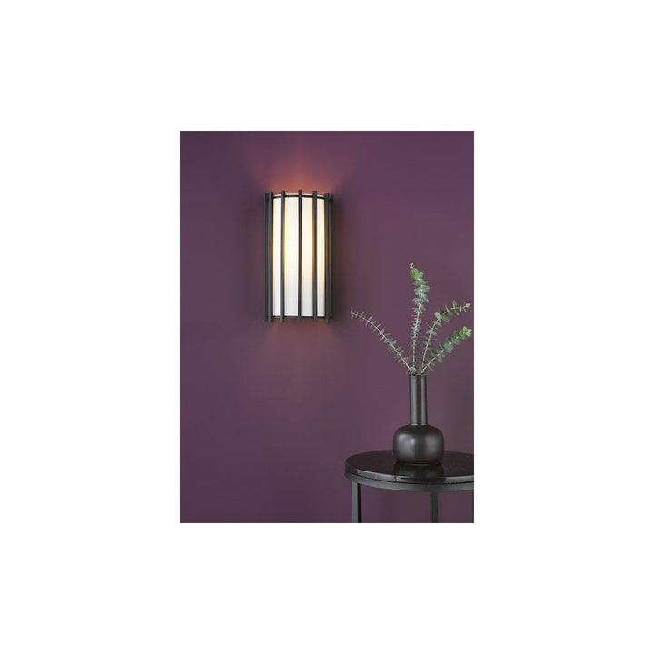 Dar CAG0722 Cagliari Wall Light Matt Black With Ivory Shade