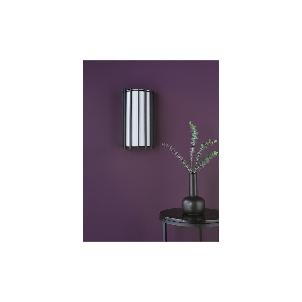 Dar CAG0722 Cagliari Wall Light Matt Black With Ivory Shade