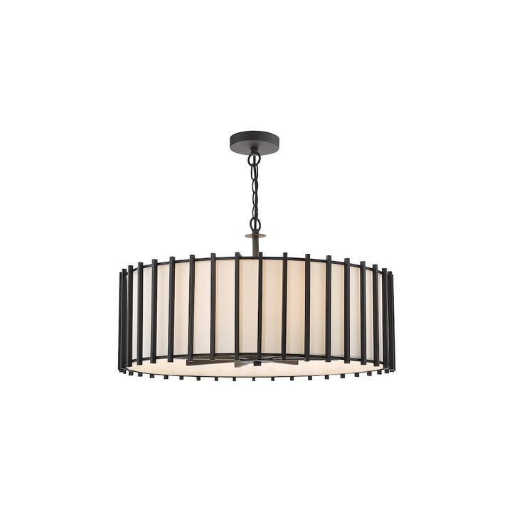 Dar CAG0822 Cagliari 8 Light Armed Pendant Matt Black and Ivory