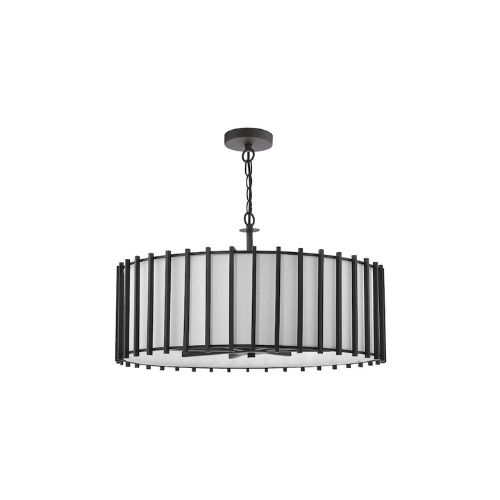 Dar CAG0822 Cagliari 8 Light Armed Pendant Matt Black and Ivory