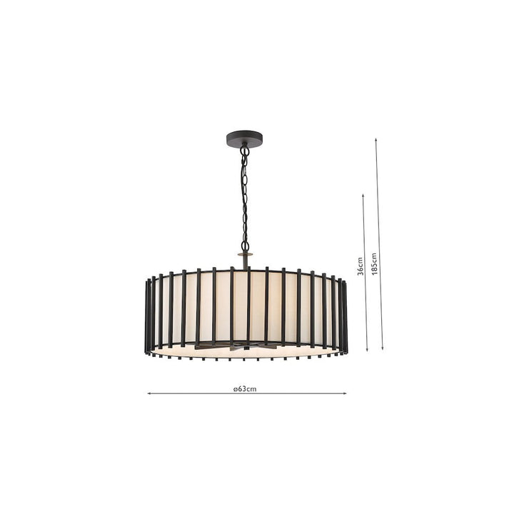 Dar CAG0822 Cagliari 8 Light Armed Pendant Matt Black and Ivory