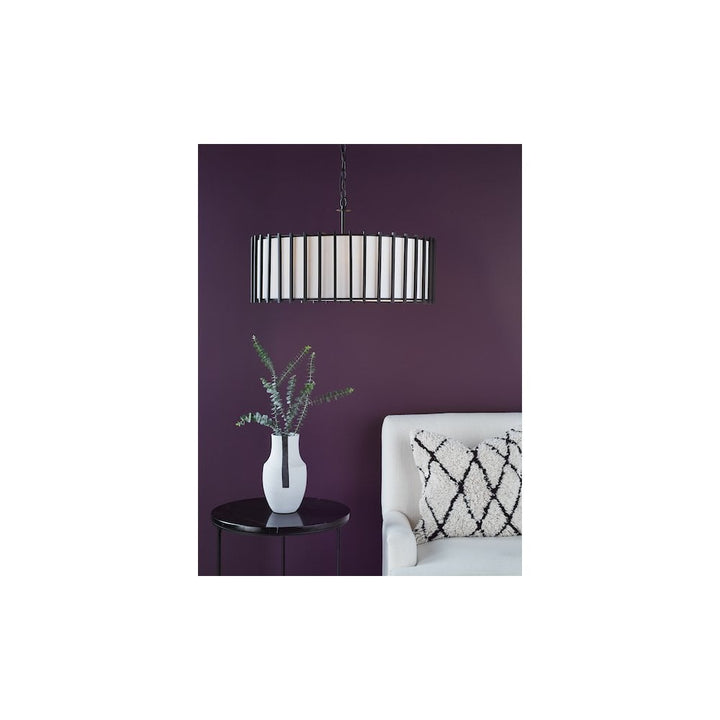 Dar CAG0822 Cagliari 8 Light Armed Pendant Matt Black and Ivory