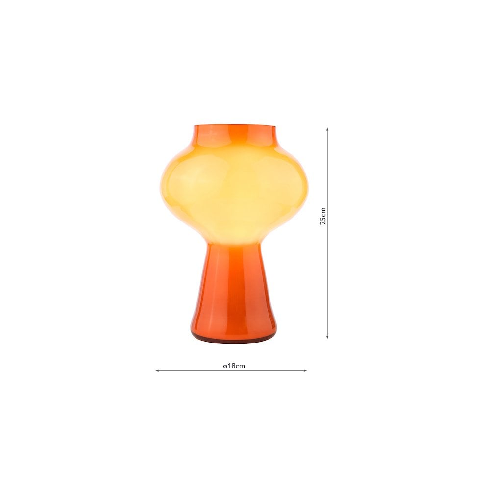 Dar CHR4211 Chrissy Table Lamp Orange Art Glass