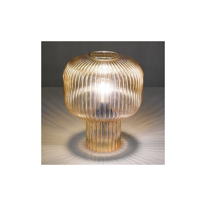 Dar DEM4206 Demarius Table Lamp Amber Ribbed Glass (S)
